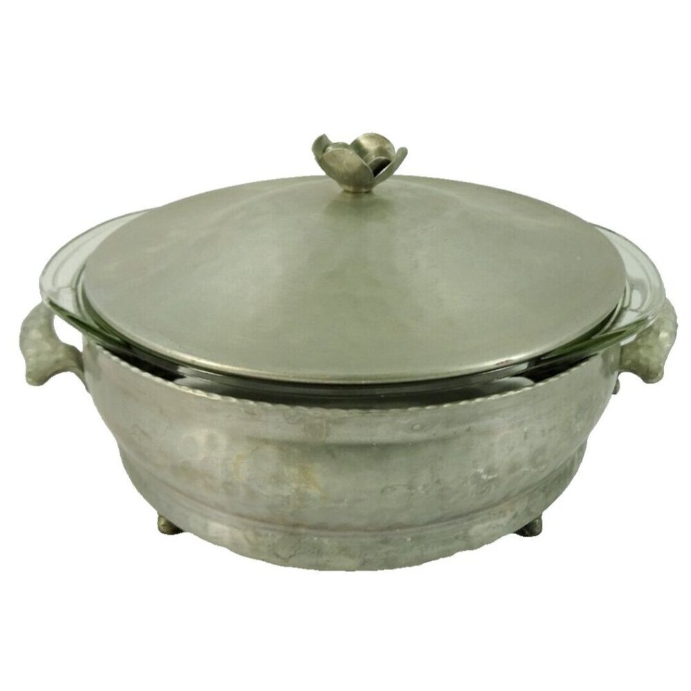 Vintage Aluminum Footed Covered Pyrex Dish Insert Holder Stand
